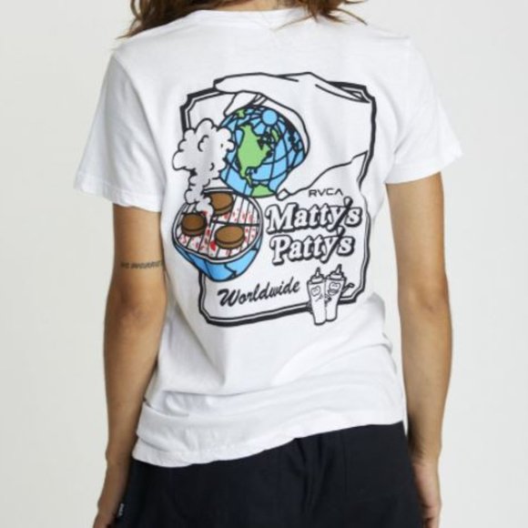 RVCA Tops - NEW RVCA MATTY PATTY'S BBQ WHITE T-SHIRT SZ M